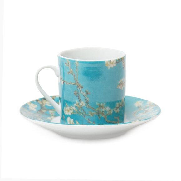Van Gogh Almond Blossom Espresso Set Cups & Saucers (2) Fine Porcelain - Picture 1 of 8